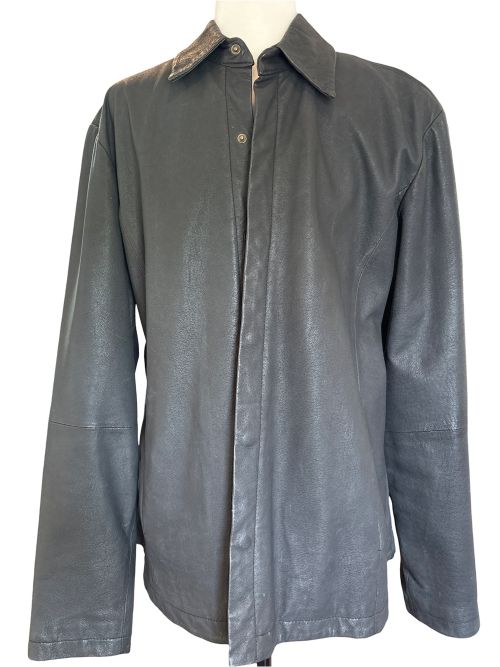 Danier Black Leather Shirt Jacket